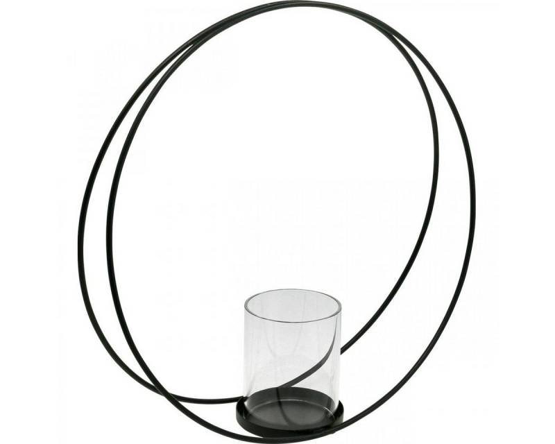 Viana Gartenfigur Windlicht Kerzenhalter Schwarz Metall Ø35cm Tischdeko Scandi Boho von Viana