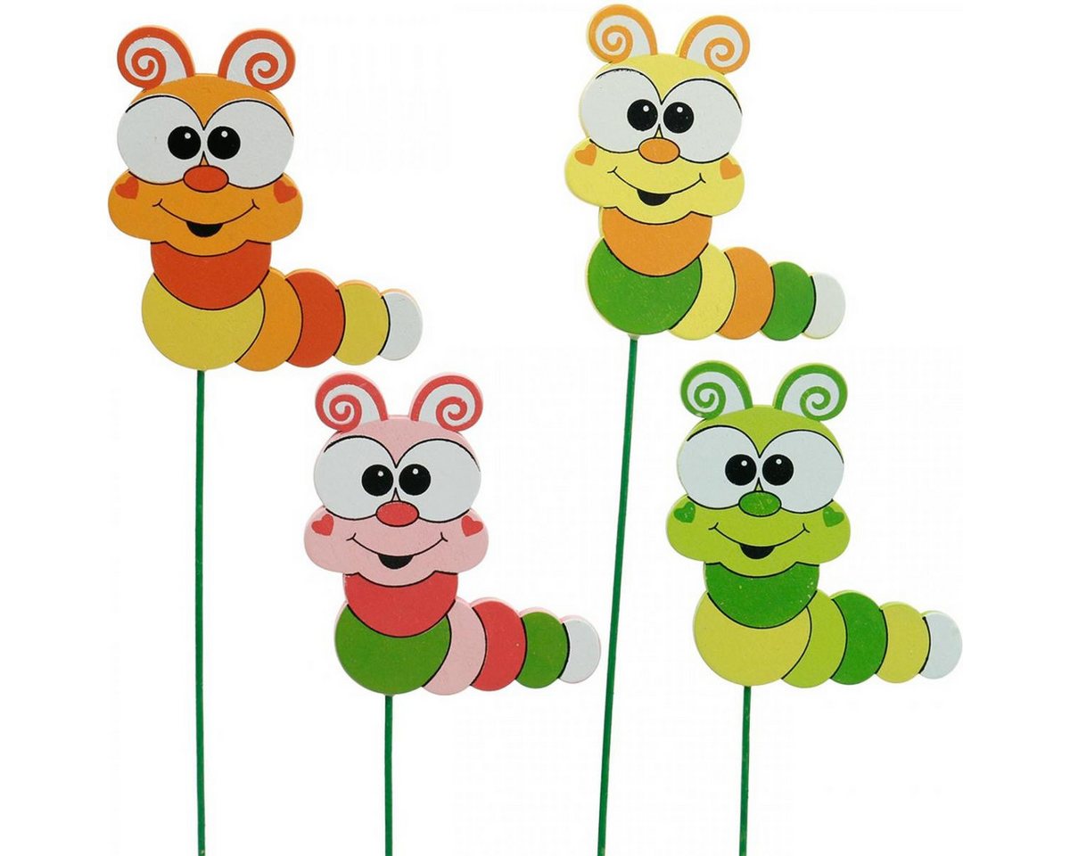 Viana Gartenstecker Gartenstecker Raupe Holz Blumenstecker 16 Stück Frühlingsdeko Kinder von Viana
