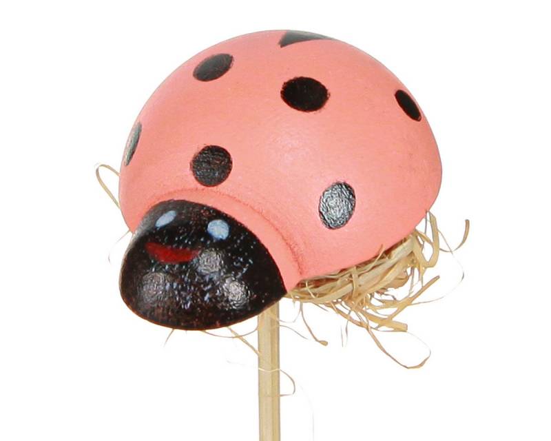 Viana Gartenstecker Marienkäfer Blumenstecker Holz Deko Farbig 3,5cm Set 24 Stk von Viana
