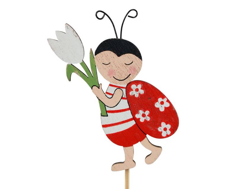 Viana Gartenstecker Marienkäfer Deko Blumenstecker Holz Metall 8,5cm 12 St - Gartendeko von Viana