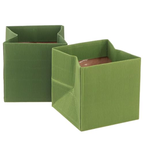 Viana Gerippter Blumenübertopf Papier Olivgrün 12cm 6er Set von Viana
