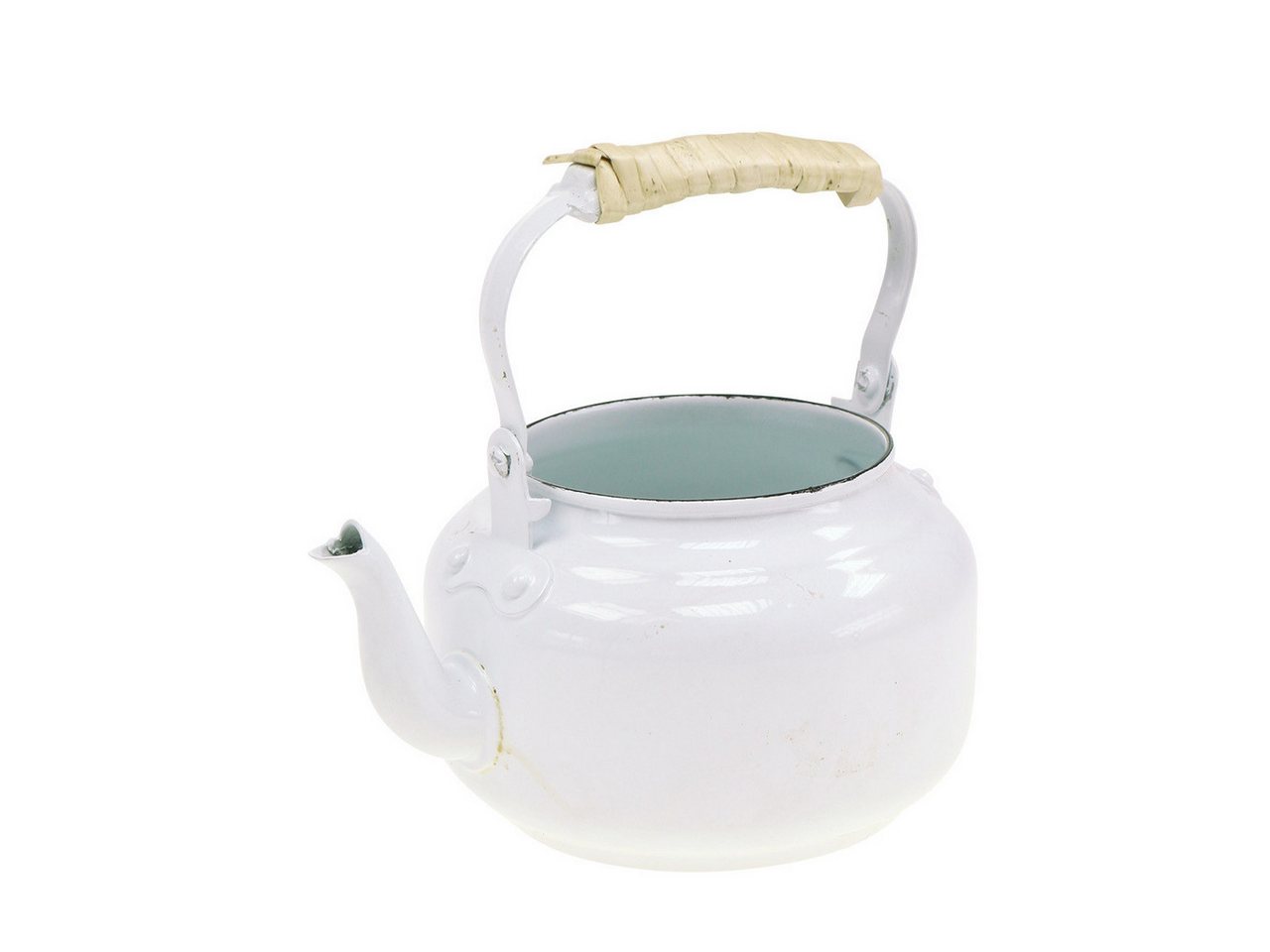Viana Gießkanne Deko Teekessel Übertopf Metall Weiß Shabby Chic Ø8,6cm H16cm Vintage von Viana