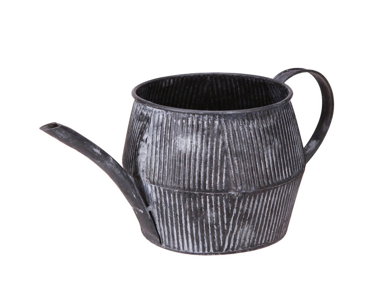 Viana Gießkanne Vintage Deko Metallkanne Schwarz Rillen 12,5cm Retro Stil von Viana