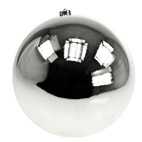 Viana Große Weihnachtskugel Silber Glänzend 25cm - Wetterfeste Christbaumkugel für Außen und Innen von Viana