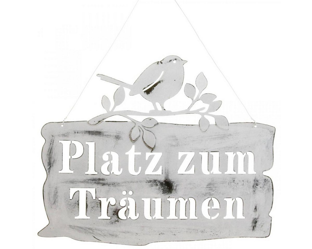 Viana Hängedekoration Metall Schriftzug Deko zum Hängen mit Vogelmotiv für Fenster und Wand von Viana