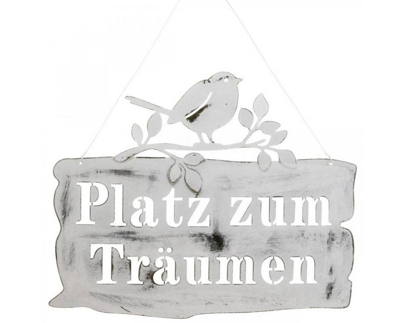 Viana Hängedekoration Metall Schriftzug Deko zum Hängen mit Vogelmotiv für Fenster und Wand von Viana