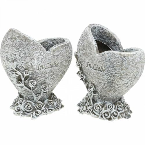 Viana Herzförmiges Pflanzgefäß mit Rosenmotiv und Gravur In Liebe von Viana