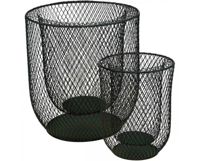 Viana Windlicht 2er Set Kerzenhalter Schwarz Metall, Eleganter Drahtkorb Design von Viana