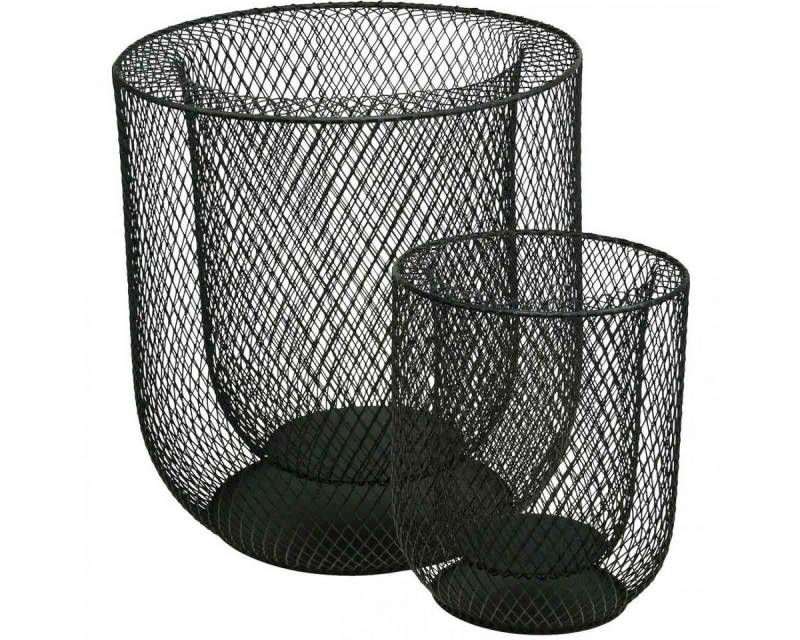 Viana Windlicht 2er Set Kerzenhalter Schwarz in Drahtkorb-Optik, Metall, für von Viana