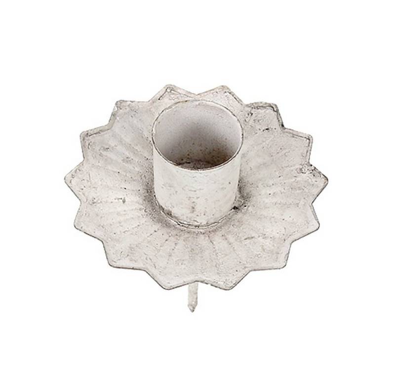 Viana Kerzenhalter Creme Metall Spitzkerzenhalter Ø7cm 4er Set für Kranz & Deko von Viana