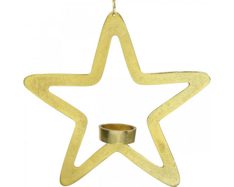 Viana Kerzenhalter Deko Stern Teelichthalter Metall zum Hängen Golden 24cm von Viana
