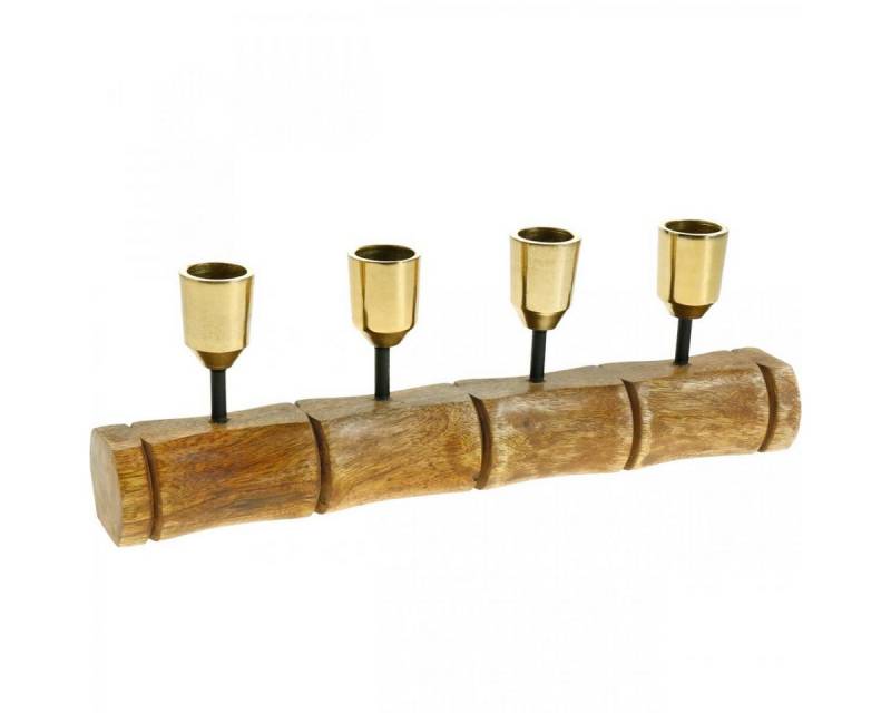 Viana Kerzenhalter Exklusiver Kerzenhalter aus Metall und Mangoholz im Bambuslook von Viana