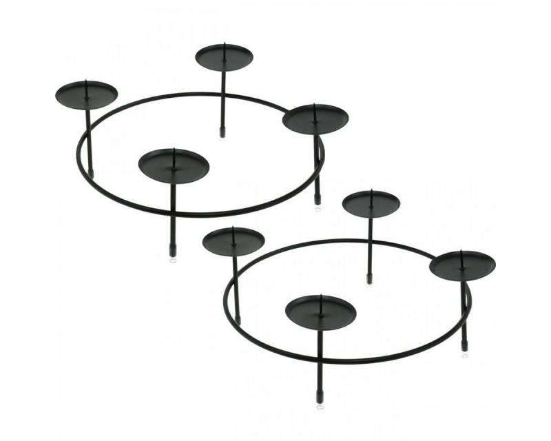 Viana Kerzenhalter Kerzenhalter Adventskranz Schwarz Metall Tischdeko 4 Kerzen Ø23,5cm von Viana