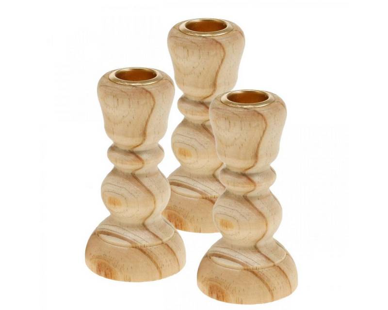 Viana Kerzenhalter Kerzenhalter Holz Set 3 Stk Landhausstil gedrechselt H11cm Natur Viana Kerzenhalter Kerzenhalter Holz Set 3 Stk Landhausstil gedrechselt H11cm Natur von Viana