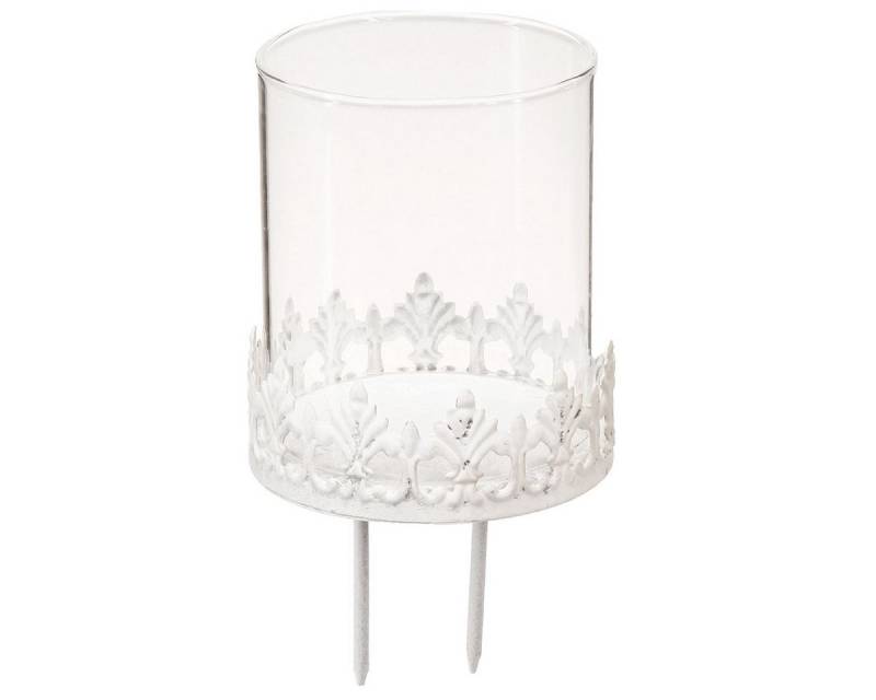 Viana Kerzenhalter Kerzenhalter mit Dorn Weiß Metall 8cm Vintage Teelicht Dekoration 4er von Viana