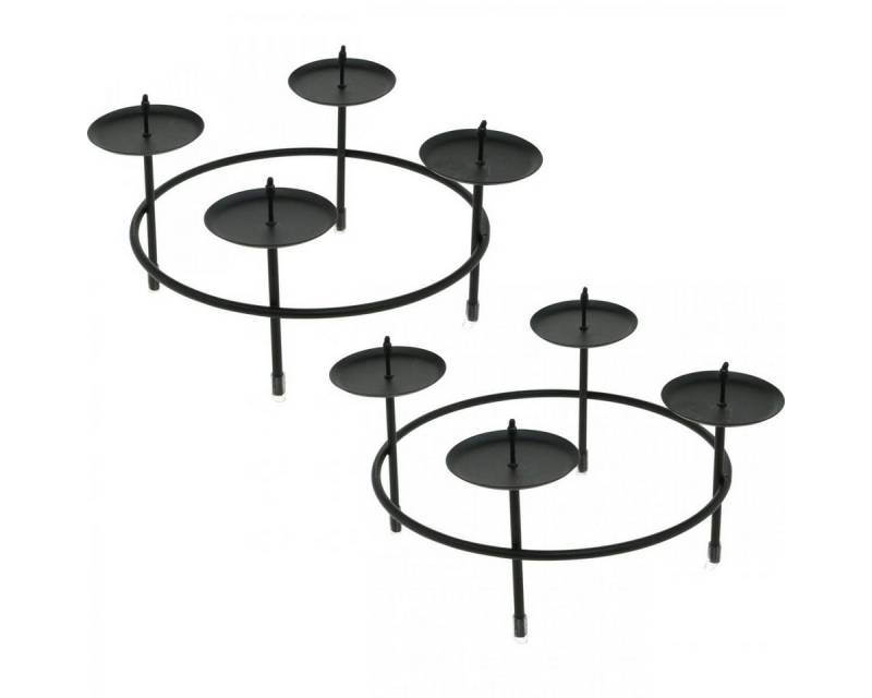 Viana Kerzenhalter Kerzenständer Adventskranz aus Metall für 4 Kerzen Schwarz Ø18,5cm - von Viana