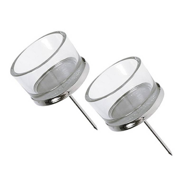Viana Kerzenhalter Silberner Kerzenhalter Glas Windlicht Set 4 Stk Teelicht Tischdeko von Viana