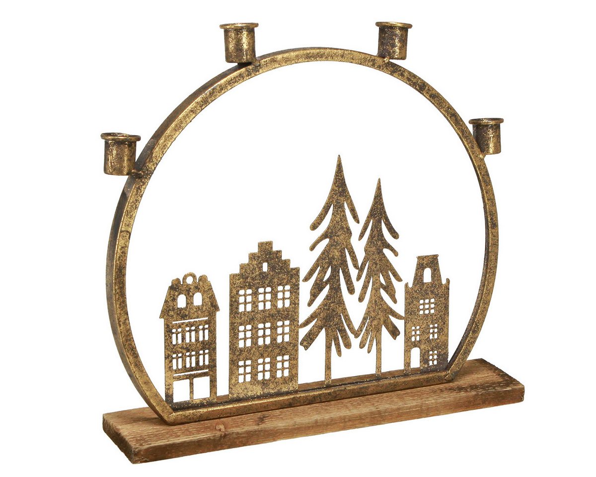 Viana Kerzenhalter Weihnachtlicher Stabkerzenhalter Antik Gold Häuserreihe und Tannen Viana Kerzenhalter Weihnachtlicher Stabkerzenhalter Antik Gold Häuserreihe und Tannen von Viana