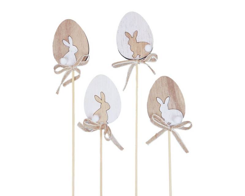Viana Osterei Osterdeko Holz Blumenstecker Ei Hase Natur 5x7cm 12er Set von Viana