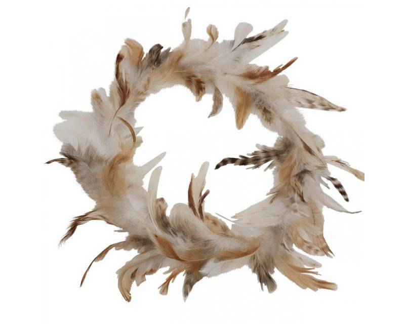 Viana Osterfigur Natur Federkranz Deko Ø20cm – Fensterdeko Vogelfedern in Braun von Viana