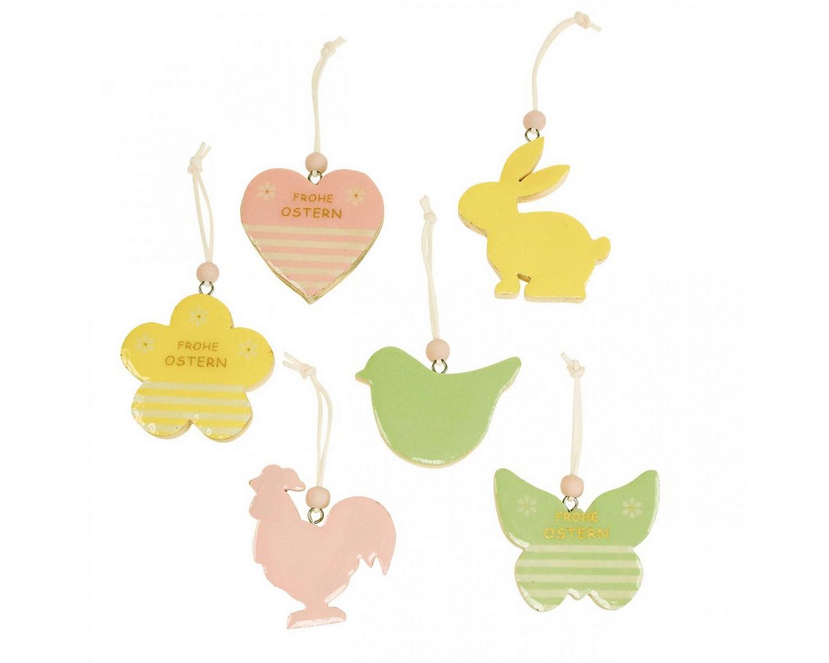 Viana Osterfigur Osterdeko Holzanhänger Motivmix für Strauß und Fenster von Viana