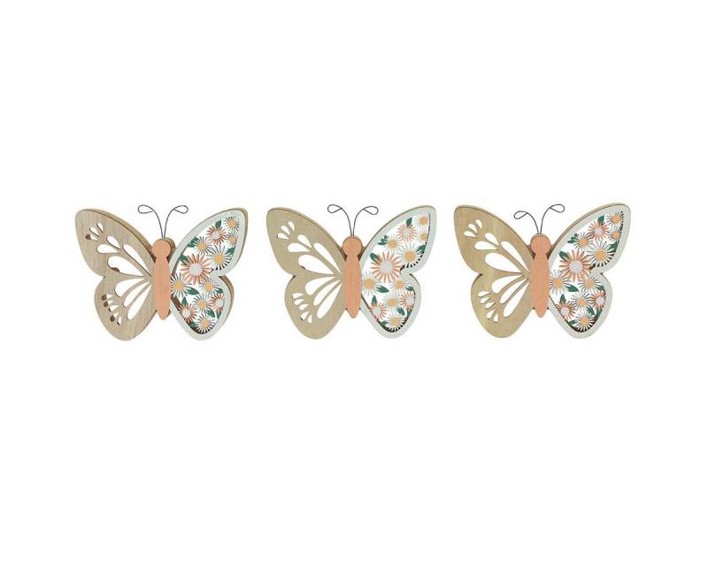 Viana Papierschmetterlinge Deko Schmetterling Holz Blumen Frühlingsdeko 15x12cm 3 Stk Natur Bunt von Viana