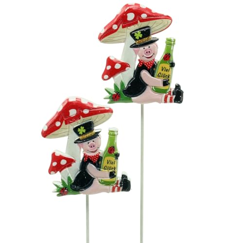 Viana Pflanzenstecker Glücksbringer mit Schwein und Sektflasche für Dekoration Viana Pflanzenstecker Glücksbringer mit Schwein und Sektflasche für Dekoration von Viana