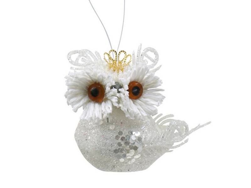 Viana Streudeko Deko Eule mit Krone Hänger Weiß Glitzer 6,5x8cm 6er Set Viana Streudeko Deko Eule mit Krone Hänger Weiß Glitzer 6,5x8cm 6er Set von Viana