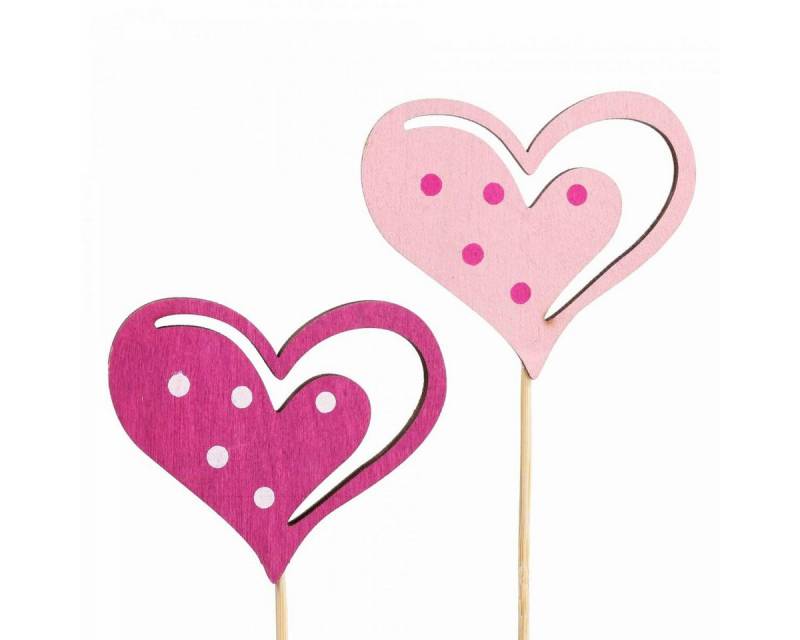 Viana Streudeko Blumenstecker Herz Pink Muttertag Hochzeit Valentinstag Dekostecker von Viana