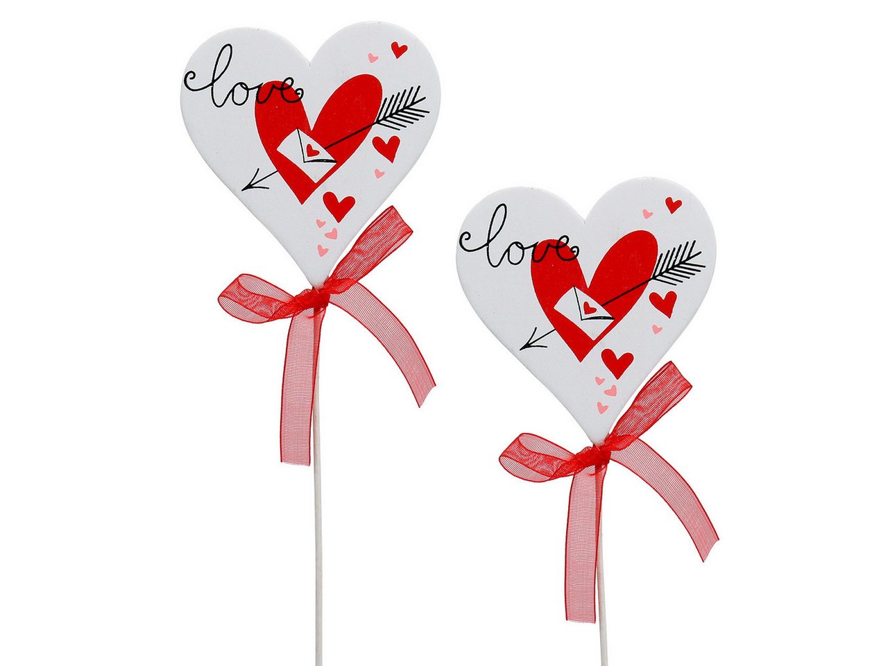 Viana Streudeko Blumenstecker Herz Weiß Schleife 7cm 12 Stück Deko Hochzeit von Viana