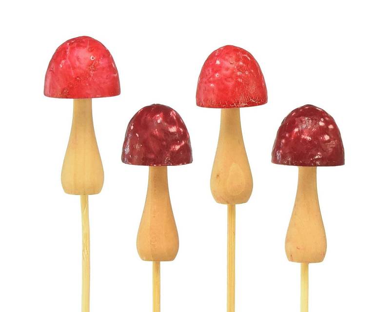 Viana Streudeko Blumenstecker Pilz Deko Holz Herbststecker Rot Ø2,5cm 8St Tischdeko von Viana