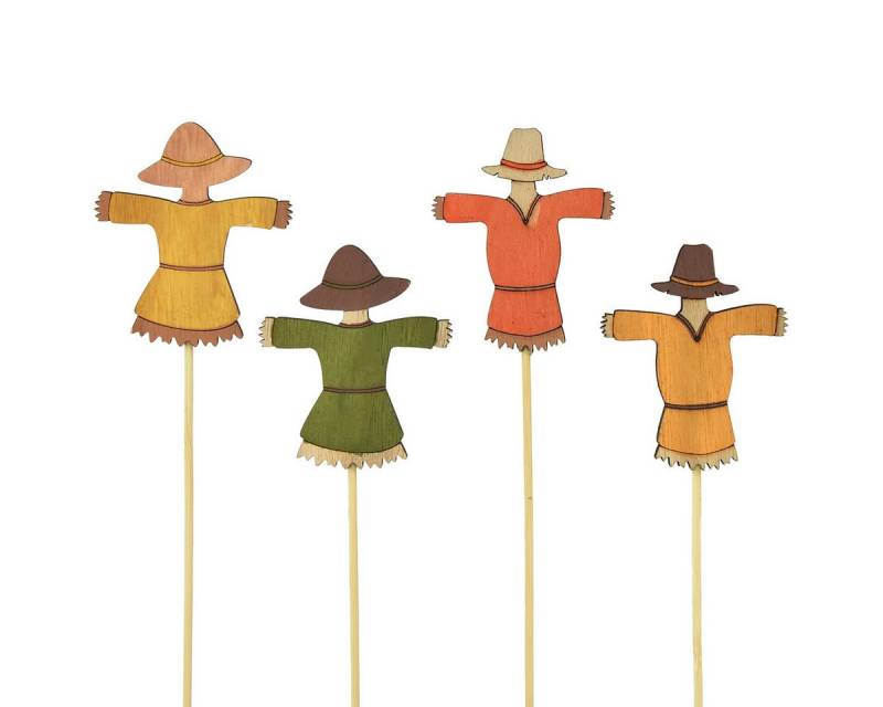 Viana Streudeko Blumenstecker Vogelscheuche Holzdeko Herbst Vintage Charme 8cm 12er von Viana