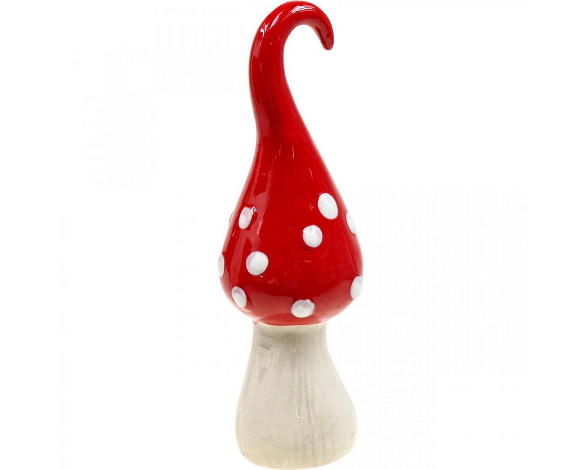 Viana Streudeko Deko Fliegenpilz Keramik Rot Weiß Ø6,5cm H21cm - Herbstdeko von Viana