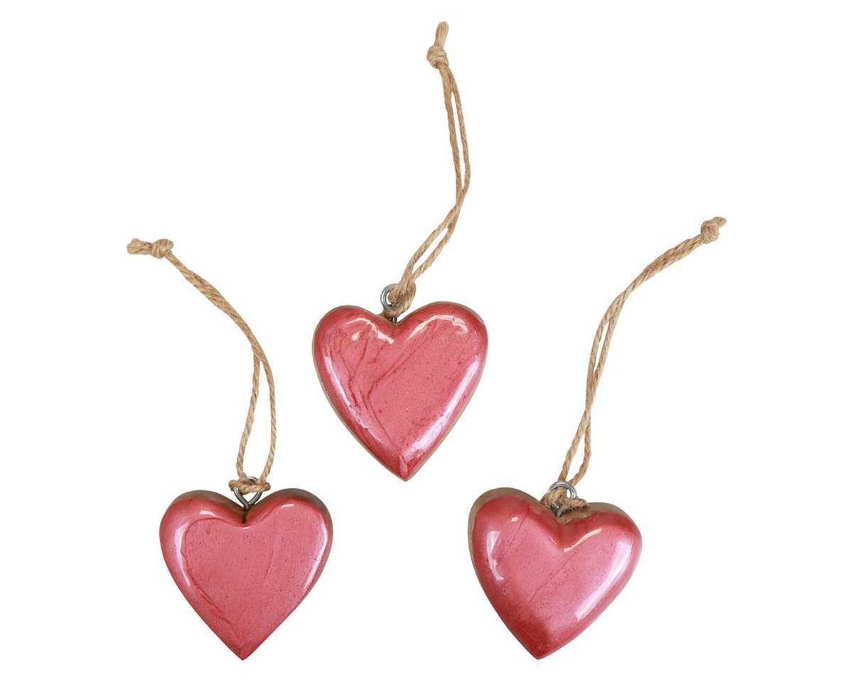 Viana Streudeko Dekohänger Holzherzen Rosa Glänzend 6cm 8 Stk Deko von Viana