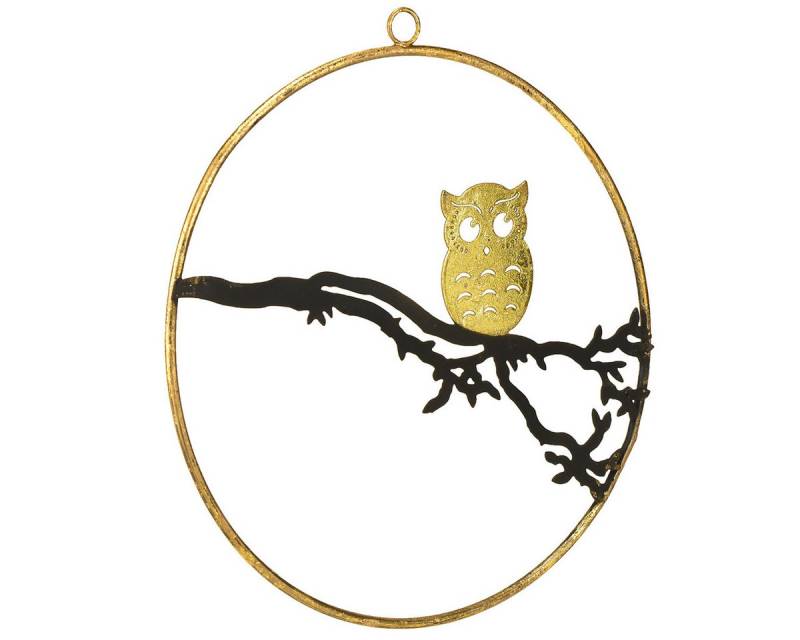 Viana Streudeko Fensterdeko Eule auf Ast Herbst, Dekoring Metall 22cm, Wandschmuck von Viana