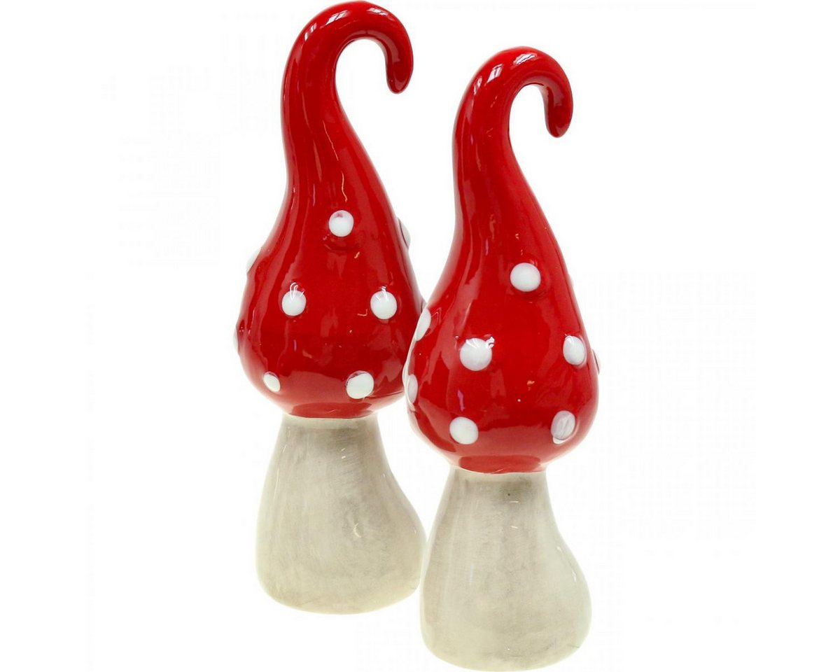 Viana Streudeko Fliegenpilz Keramik Deko Pilze Rot Weiß Ø5cm H15,5cm 2St für von Viana