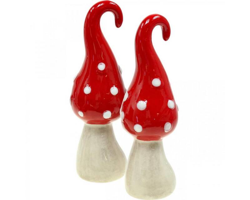 Viana Streudeko Fliegenpilz Keramik Deko Pilze Rot Weiß Ø5cm H15,5cm 2St für von Viana