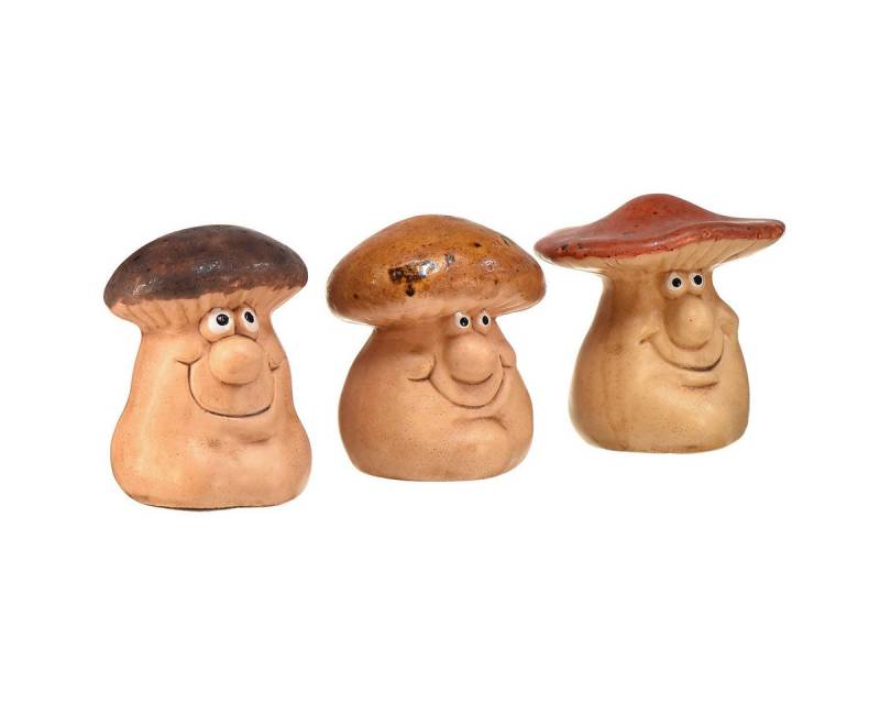 Viana Streudeko Fröhliche Pilz Dekofiguren 3er-Set Braun 6.5 cm Garten Heim von Viana