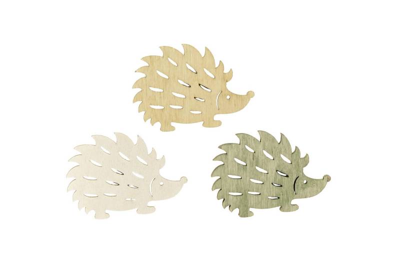 Viana Streudeko Holz Igel Streudeko Herbst Dekofigur Grün Braun Weiß 72 Stk von Viana