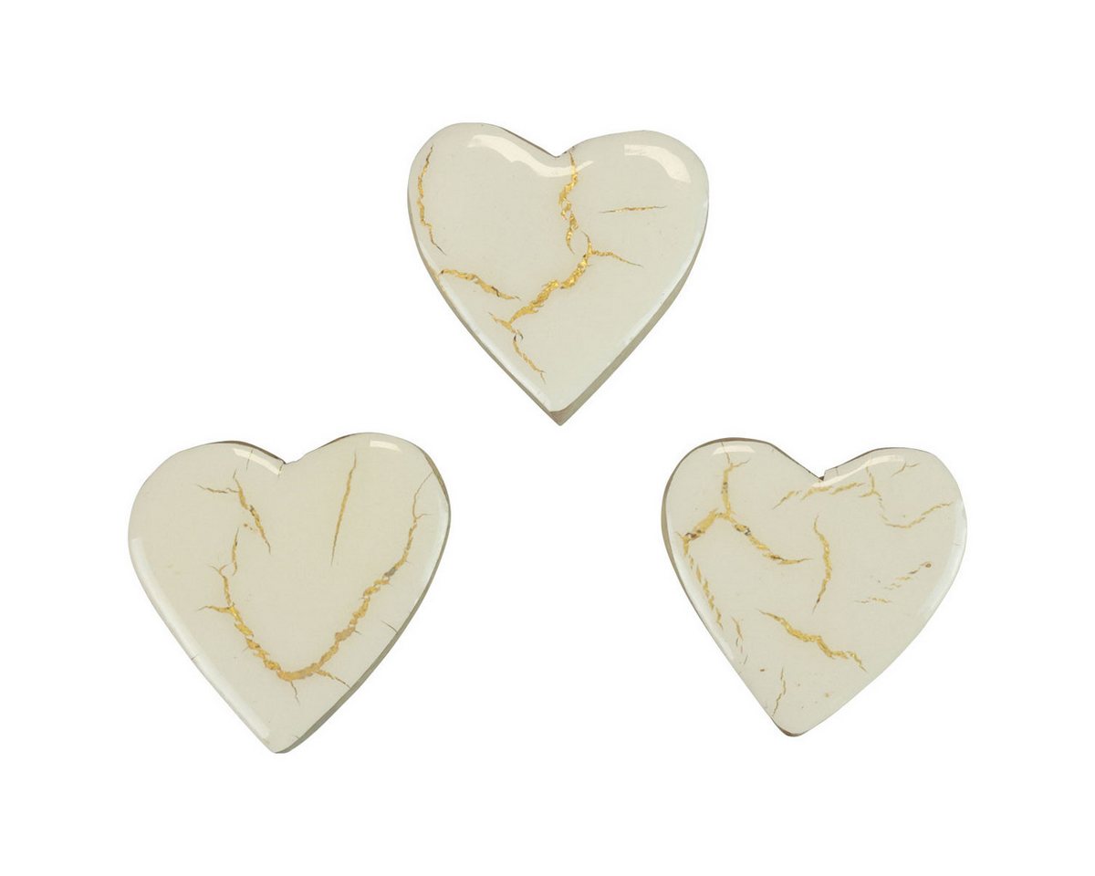 Viana Streudeko Holzherzen Weiß Gold Deko Hochzeit Tischdeko 4,5cm 8 Stück von Viana