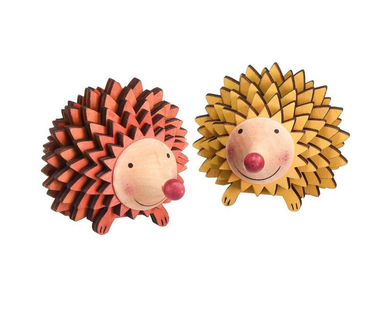 Viana Streudeko Igel Dekofigur Herbst Holz Orange Gelb 8x7x6cm Set 4 Stk für von Viana
