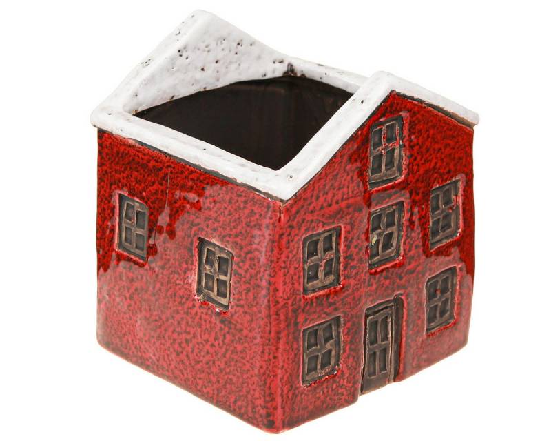 Viana Weihnachtsmann Keramik Übertopf Advent Deko Rotweiß Haus 10×10×12cm von Viana