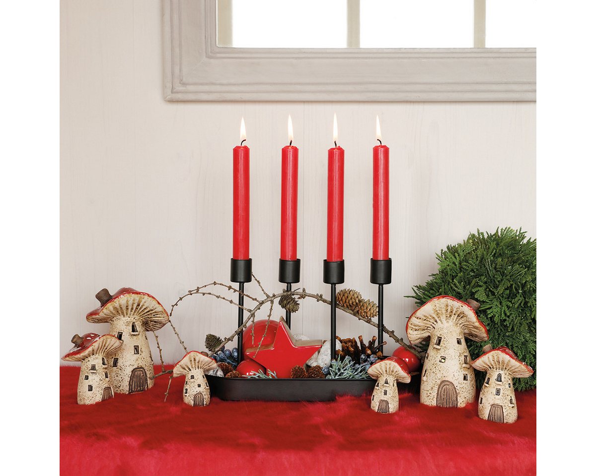 Viana Streudeko Keramik Windlicht Fliegenpilze Herbst Tischdeko 12,5/14cm 2er Set von Viana