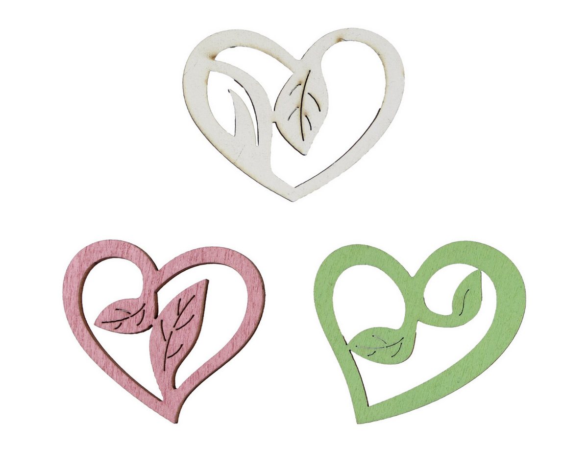 Viana Streudeko Romantische Holzherzen Deko Rosa Grün Weiß 18 Stück 5,5cm von Viana