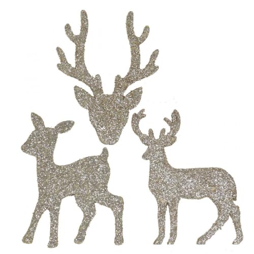 Viana Streudeko Weihnachten Hirsch Deko Gold Glitter 6×8cm 24 STK Tischdekoration Advent von Viana