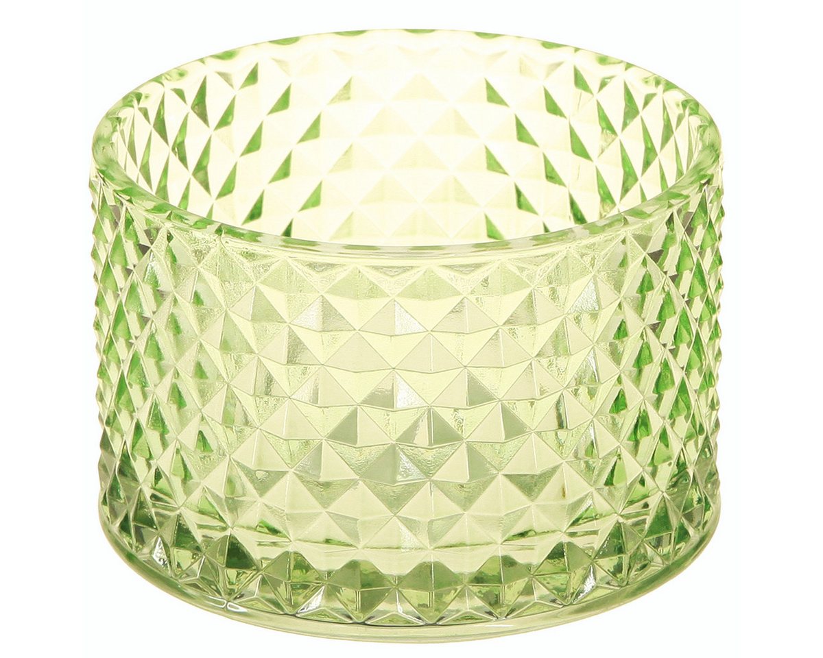 Viana Tischvase Dekoschale Glas Grün Retro Teelichthalter Ø10,5cm 2er Set von Viana
