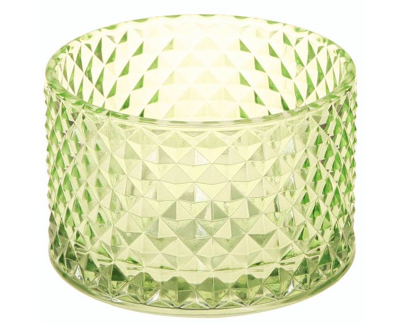 Viana Tischvase Dekoschale Glas Grün Retro Teelichthalter Ø10,5cm 2er Set von Viana