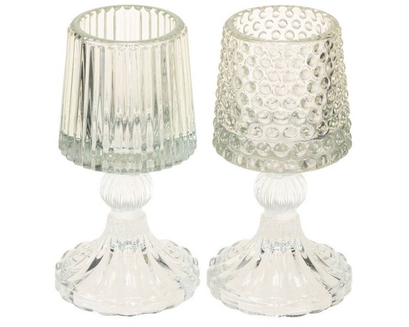 Viana Tischvase Glas Teelichthalter Vintage Design mit Punkt- und Rillenstruktur Viana Tischvase Glas Teelichthalter Vintage Design mit Punkt- und Rillenstruktur von Viana