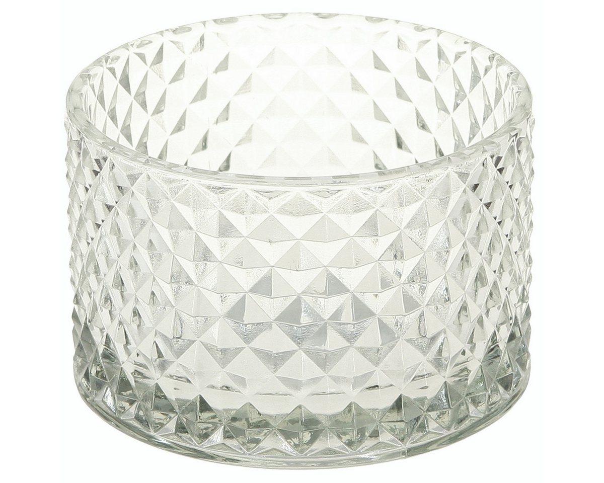 Viana Tischvase Glasschale Teelichthalter Retro Raute Ø10,5cm 2er Set Dekoschale von Viana