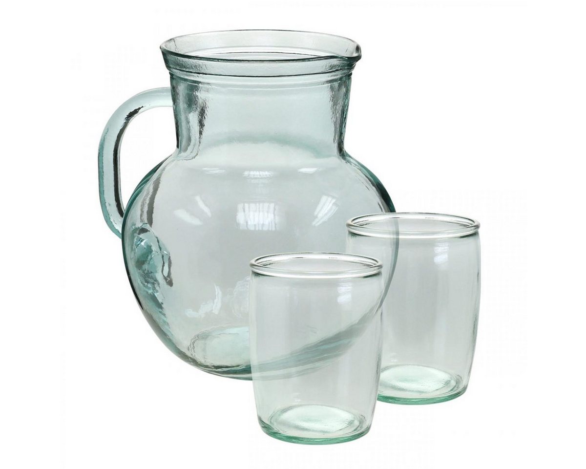 Viana Tischvase Recycling-Glas Getränkeset 5-teilig, Saftkanne und Becher Set von Viana